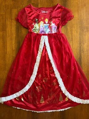 Disney Princess Nightgown Girls XS 4-5 Red Holiday Christmas Pajama Dress up